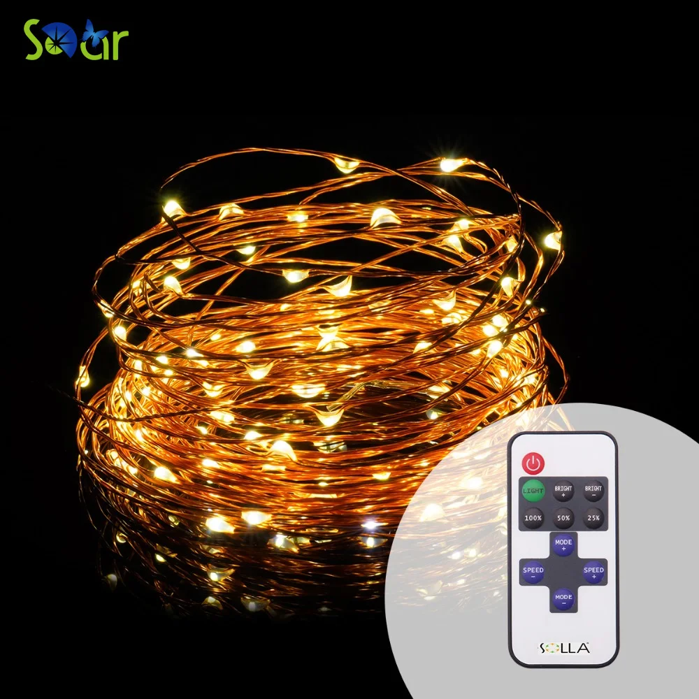 RF Remote 12M 100 led USB Outdoor Led Copper Wire String Lights Christmas Festival Wedding Party ...
