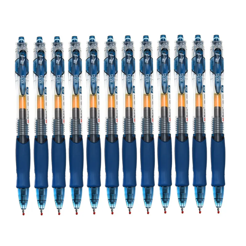 M& G GP1008 креативная ручка-пресс 0,5 мм специальная нейтральная ручка для студенческого офиса - Цвет: 12pcs   ink blue