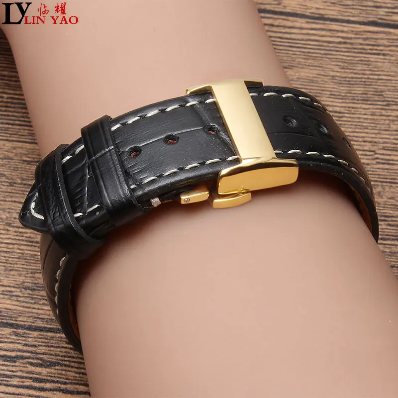 

Apply to Longines Watch Band , Butterfly button metal watch accessories.Watch Band waterproof leather 20mm 22mm men women