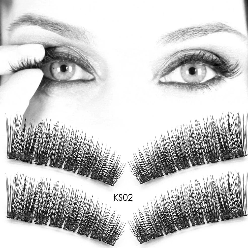 

4Pcs/Set 3D False Eyelashes Handmade Cilios No Glue Fake Eye Lashes Thicker Cross Reusable Double Magnetic Eyelash Extension