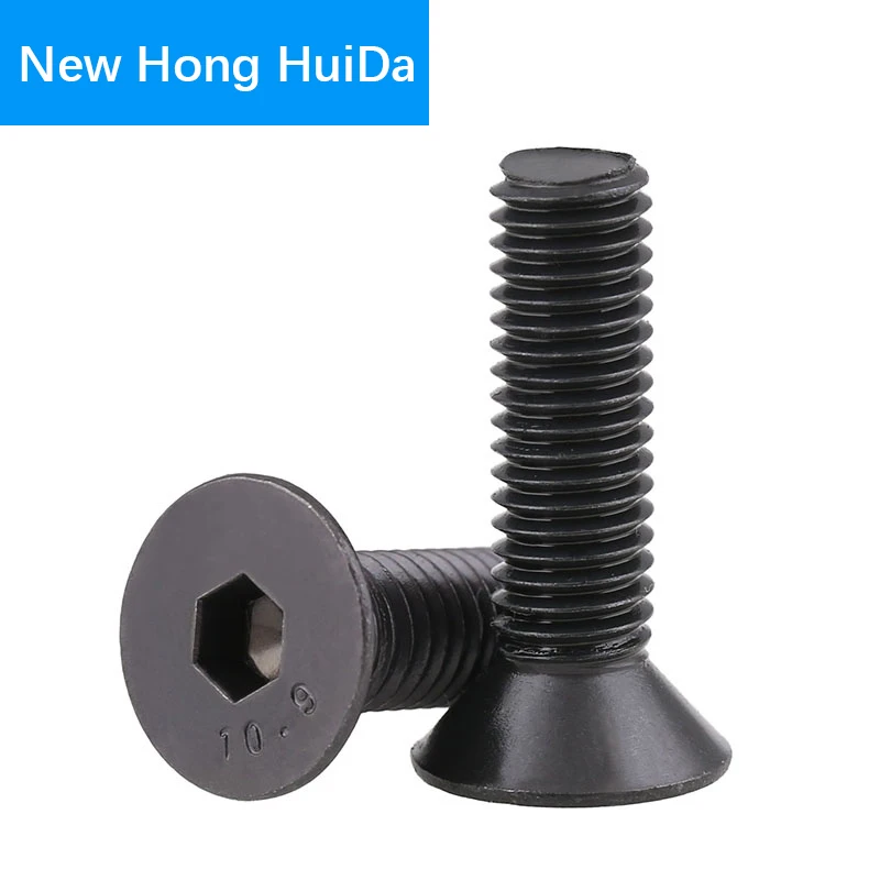 Black Hex Flat Head Socket Cap Machine Screw Countersunk Thread Metric Bolt Grade 10.9 Alloy Steel M2