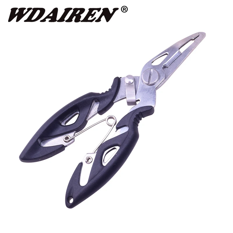 WDAIREN الفولاذ المقاوم للصدأ كماشة الصيد مع حزمة مقص الخط القاطع إزالة هوك الصيد معالجة أداة الأسود/الأزرق/orange