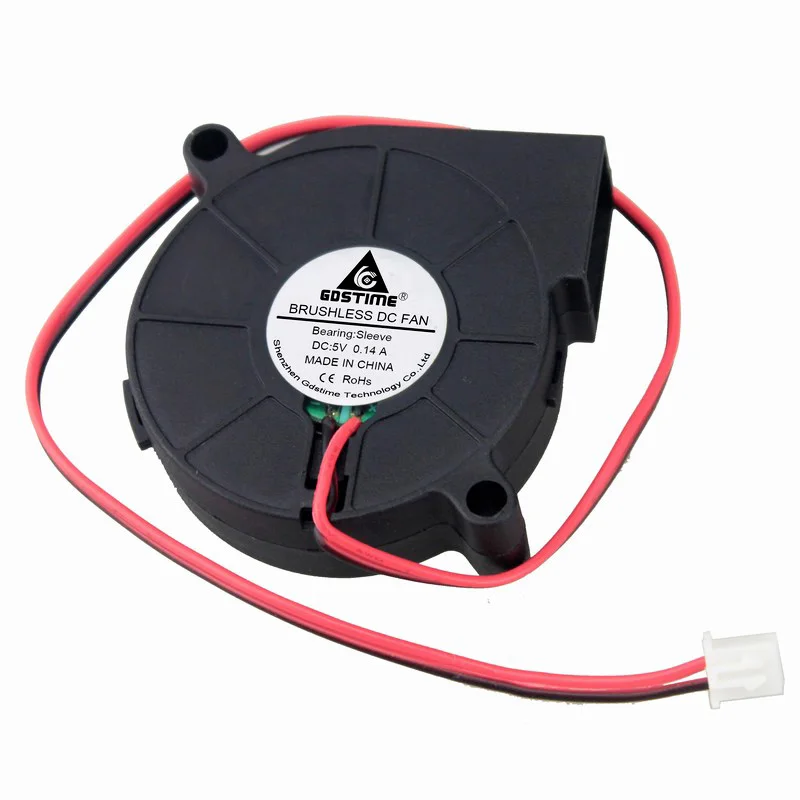 5 Pieces Gdstime 50x15mm 5015 2Pin DC 5V Blower Fan Cooler 50mm x 15mm 0.14A Brushless Cooling 5cm High Speed Two Wires | Компьютеры и