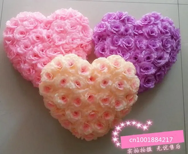 35x30cm Silk Rose Door Wreaths Artificial Flower Wedding Decoration Car Heart Shaped Wedding Door Decoration 8 Colors Wholesale  (4)
