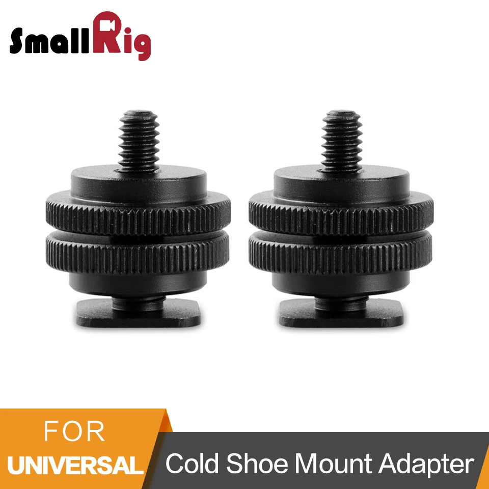 

SmallRig Cold Shoe Mount Adapter (2 pcs) With 3/8" to 1/4" Tripod Mount Screw For Camera and Monitor-1631