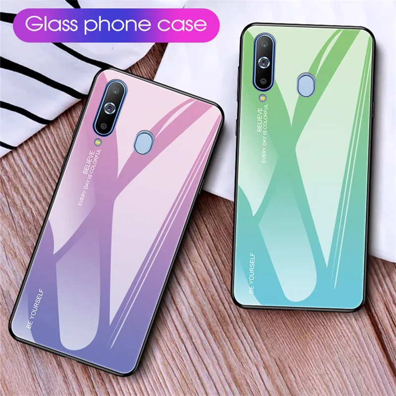 

Gradient Tempered Glass Case For Samsung Galaxy A50 S10 8 9 plus s10e A30 70 A7 J6 A8 M30 20 Note8 Note9 Aurora Colorful Cover