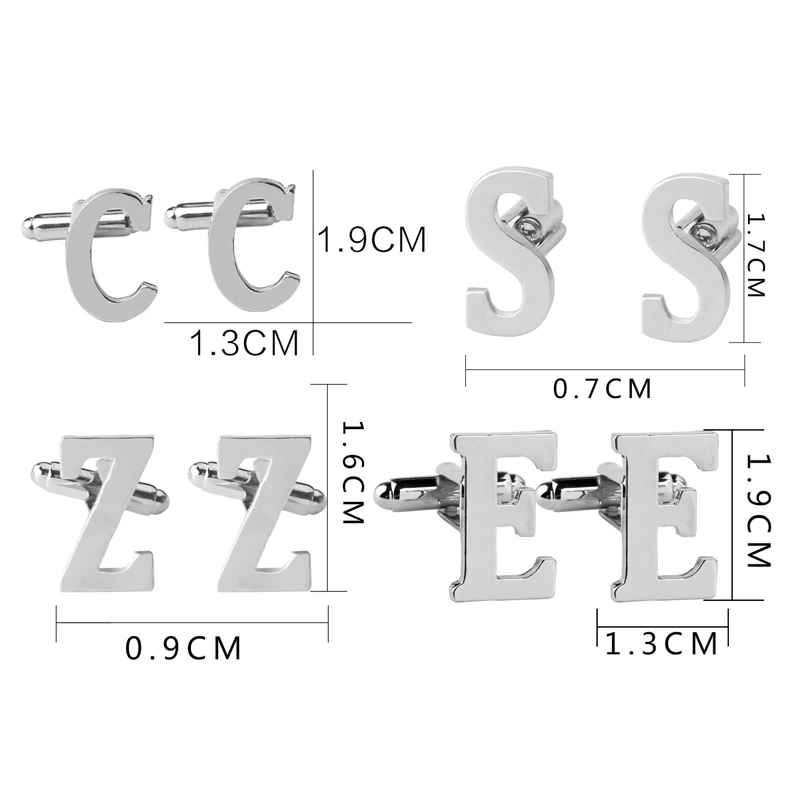 Модные мужские алфавитные запонки, Мужская официальная деловая рубашка с буквами, свадебные Серебристые запонки с буквами