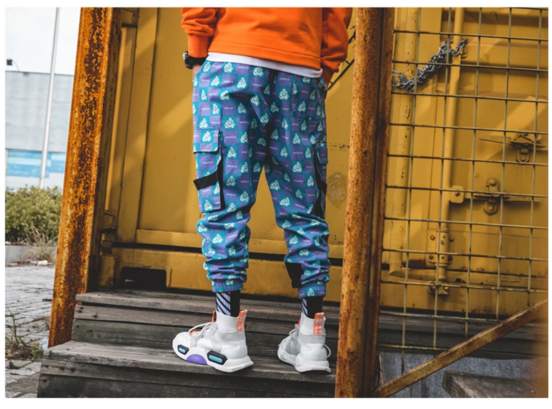 Purple Skateboard Color Pants Men Cotton Camo Hip Hop Fashion Cargo Pants  (39)