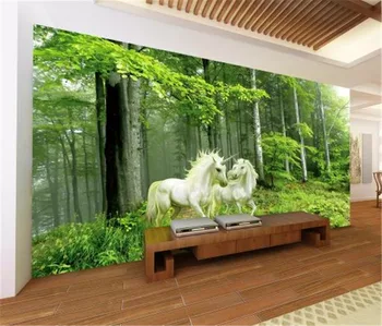 

Wallpaper Modern Minimalist Romantic Forest Guardian Unicorn 3D European Wallpaper Indoor TV Background Wall Decoration Mural W