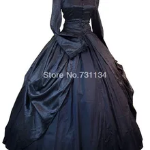 Черный Regal Brocade Готический викторианский период бальное платье театральный стимпанк Одежда