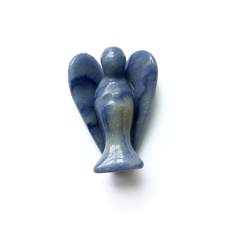 

2" Natural Angle Hand Carved Angel Statue Blue Aventureine Stone Crystal Angel Healing Bead Chakra 1 Pack