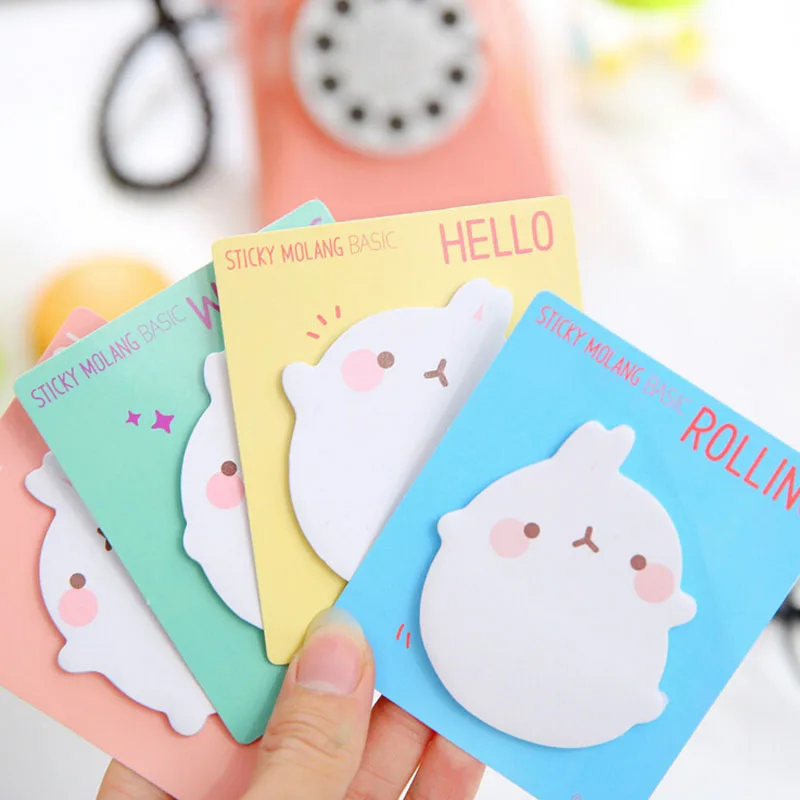 

4X Kawaii Molang Pet Memo Pad Sticky Notes Marker of Page Stationery School Office Supply