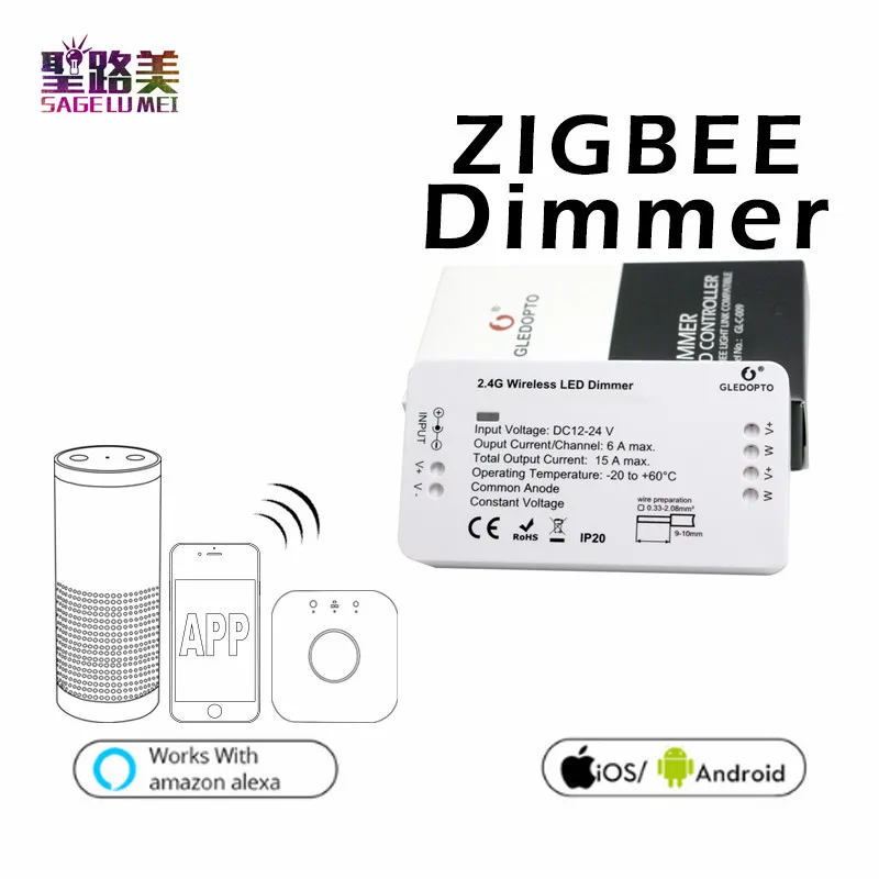 DC12-24V ZIGBEE Led Controller Smart APP RGB +CCT WW CW RGBW zigbee controller LED Dimmer work Amazon Alexa Echo