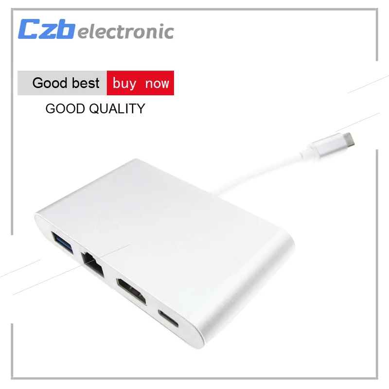 

USB-C to HDMI 4K+Gigabit Ethernet (RJ45 Port)+USB 3.0 3.1 Type C Adapter Charging Converter