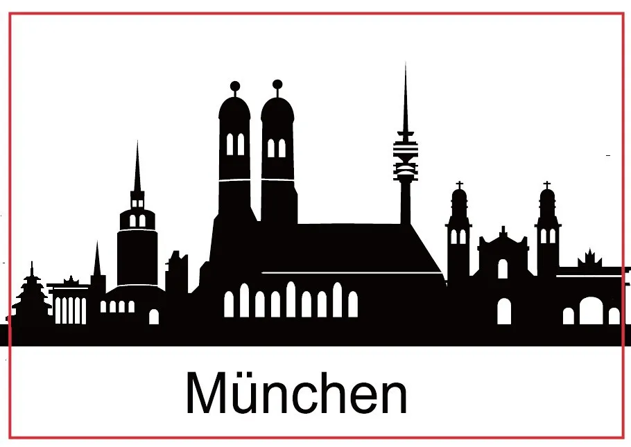 Металлические завернутые магниты SOUVEMAG 78*54*3 мм Munchen Skyline сувенирные на холодильник