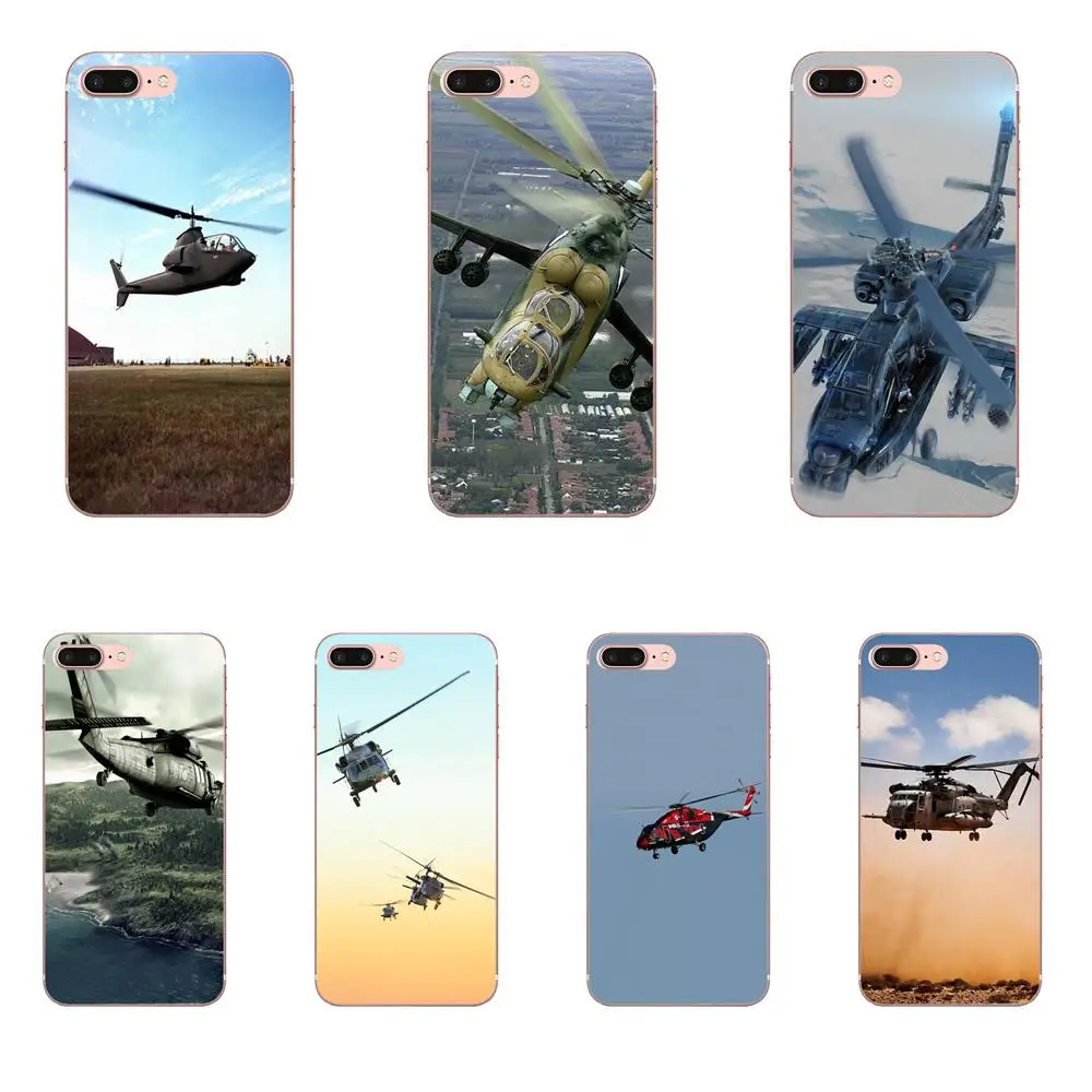 

For Apple iPhone 4 4S 5 5C 5S SE 6 6S 7 8 Plus X XS Max XR Novelty Fundas Transparent Soft Helicopter Military New