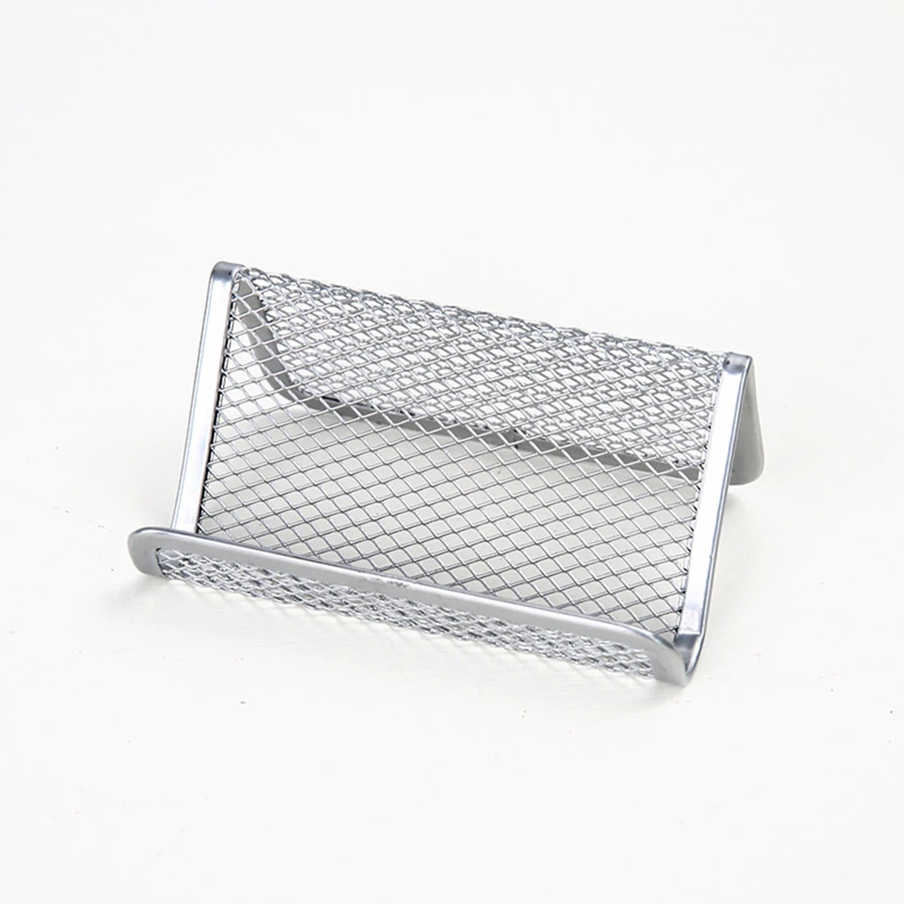 

Home Shelf Office Desk Storage Metal Mesh Fashion Display Stand Practical Business Card Holder Organizer Desktop Accessories