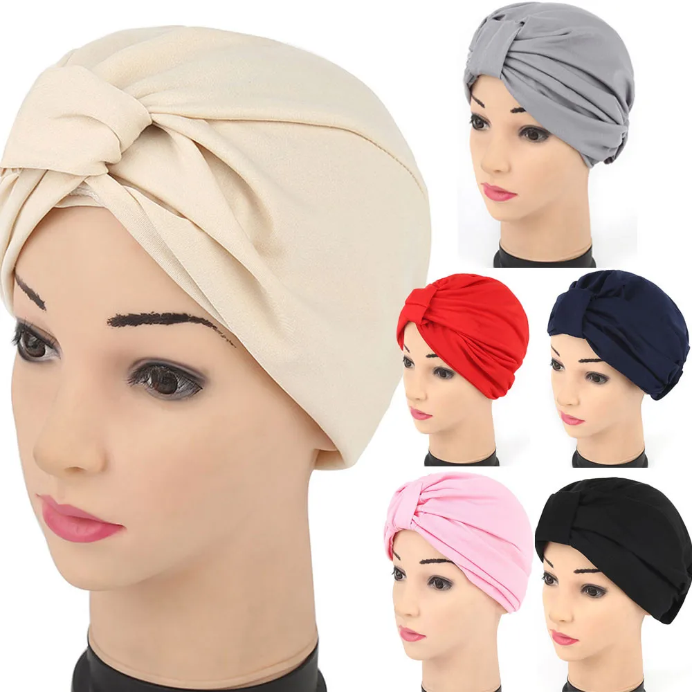 Для женщин Индии позолота эластичный тюрбан шапка после химиотерапии Кепки выпадения волос головной платок, шарф для Для женщин девочек