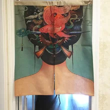 Винтажный Японский стиль Ukiyo-e хлопковая ткань двери дверные шторы экраны перегородка Ткань Висячие фэн-шуй занавеска размер: 85*100 см
