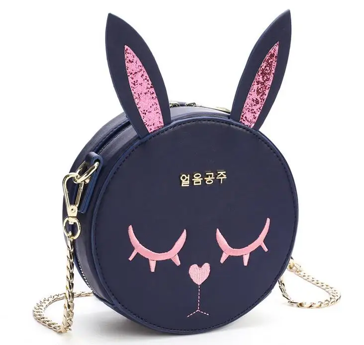 

Newest Fashion Lady bags Circular Shoulder Messenger Bag Cartoon lovely Meng rabbit ears Embroidery Chain Buns