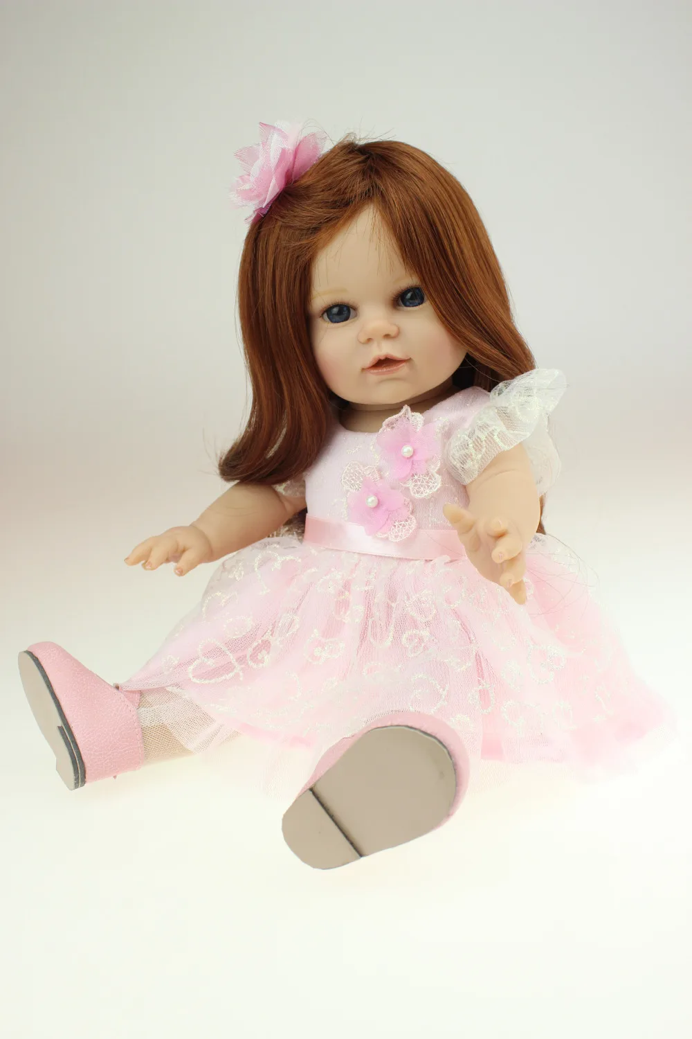 

40cm Vinyl Baby Home Doll Silicone Newborn Baby Doll Pincess Baby Doll American Girls Doll Girls's brinquedos Play house