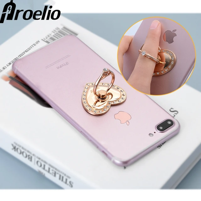 Cheap 360 Degree Finger Ring Heart Diamond Ring Cute Mobile Phone Smartphone  Stand Holder For iPhone 7 Samsung HUAWEI Car Mount Grip