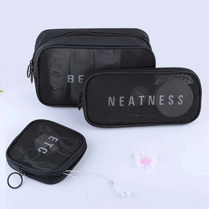 

Simple Cosmetic Bag Travel Makeup Bag Organizer Beauty Pouch Functional Bag Toiletry Make Up Black Makeup Organizers