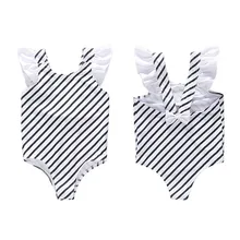 Одежда для детей; малышей; девочек полоса печати бикини с бантом купальники купальный костюм Пляжная одежда