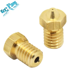 5 шт./лот V5 V6 сопла 0,2 мм 0,3 мм 0,4 мм 0,5 мм резьбовой M6 экструдер 3,0 мм части накаливания медь 3D-принтеры Запчасти латунь аксессуары - изображение