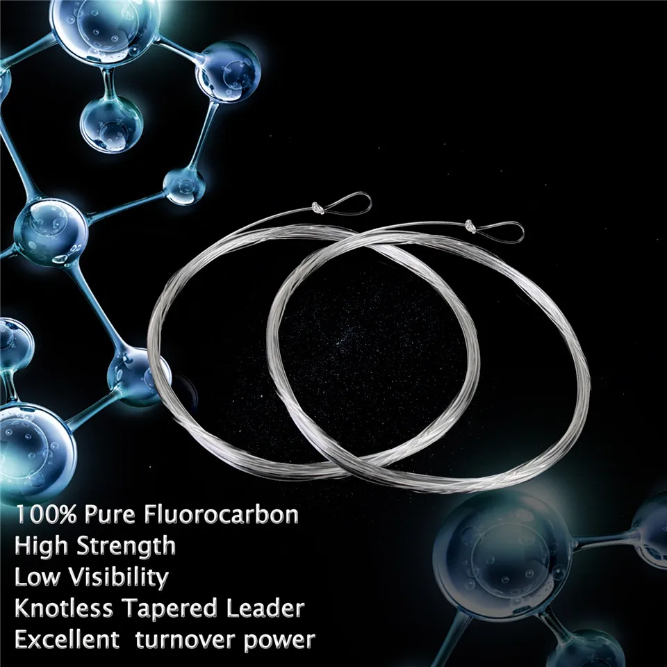 Maximumcatch Fluorocarbon Tapered Leader Line 9ft 0X-7X Fly Fishing Leader Line with Loops Clear Color fishing line fishing tackle