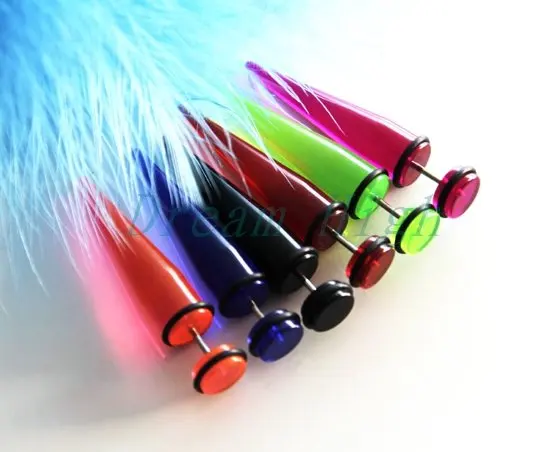 

UV Acrylic 8mm Sold Separately Ear Piercing Ear Spikes Expander Earrin Stretching Kits 100pcs/lot Mixed Color Free Shipping