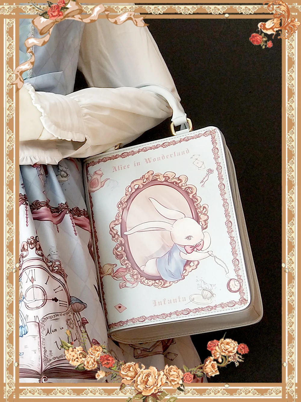 Лолита розовая Алиса через плечо сумка "губы" хозяйственная сумка