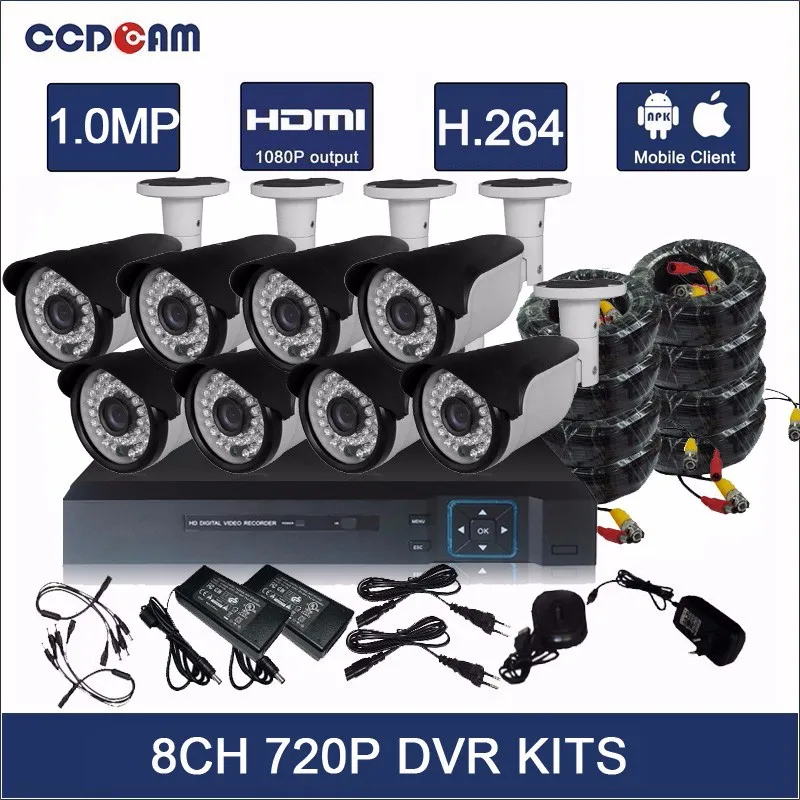 CCDCAM 8CH CCTV 720 P 5 в одном DVR комплект для безопасности Системы с 8 шт. 720 P камеры