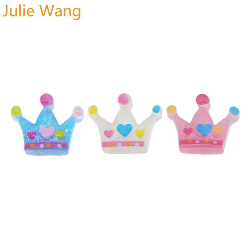Julie Wang 12 шт. подвески из смолы Королевская Принцесса Корона слайм с плоской