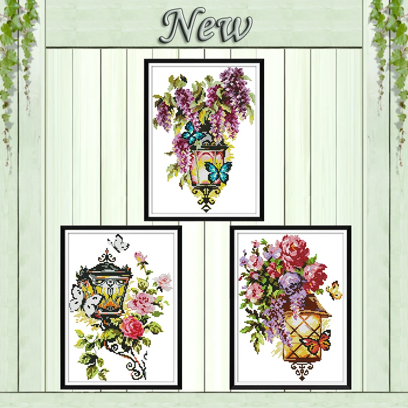 

light of hope flowers fascination painting counted print on the canvas DMC 11CT 14CT kits Cross Stitch embroidery needlework Set