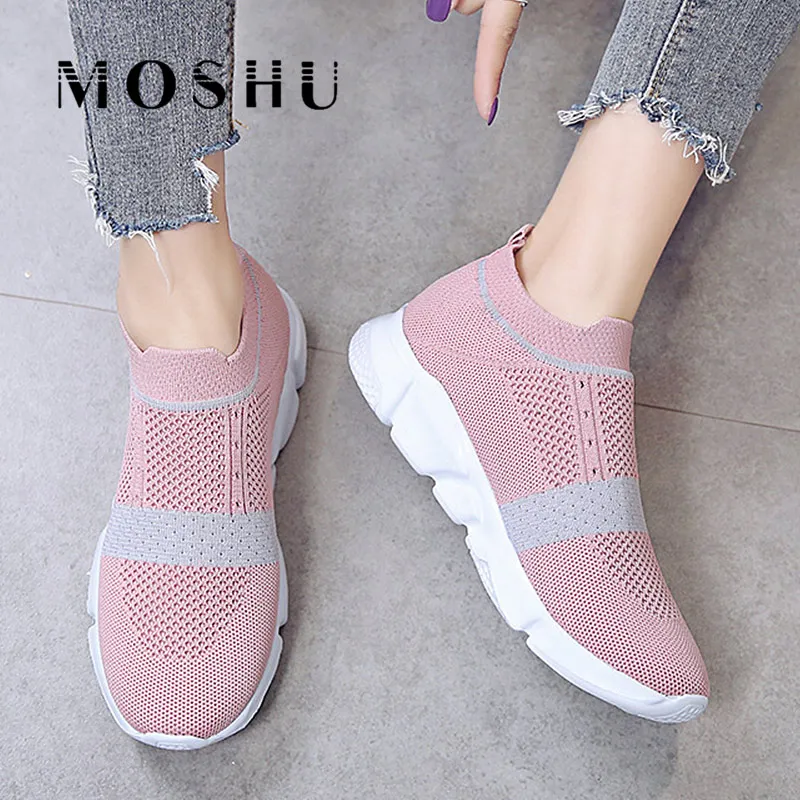 

Fashion Sneakers Women Casual Shoes Breathable Mesh Ladies Vulcanize Sock Shoes 2020 Summer Trainers Knitting Tenis Feminino