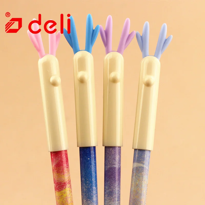 

Deli 4pc Kawaii Deep Gel Pen Student Stationery 0.38mm Black Gel Ink Pen Smooth Writing Neutral Pen Student & Office Supplies