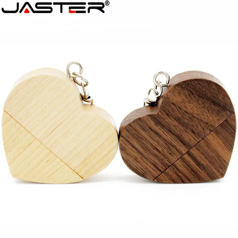 JASTER (10 шт. бесплатный логотип) деревянный Сердечко с цепочкой USB флэш накопитель 8
