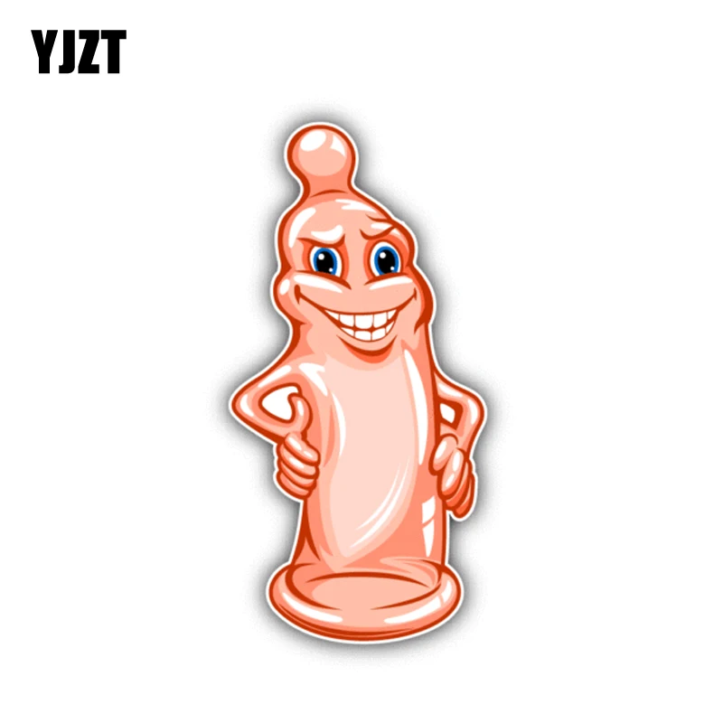 

YJZT 5.9CM*12CM Funny Cute Cartoon Condom Comic Car Sticker Decal 6-1379