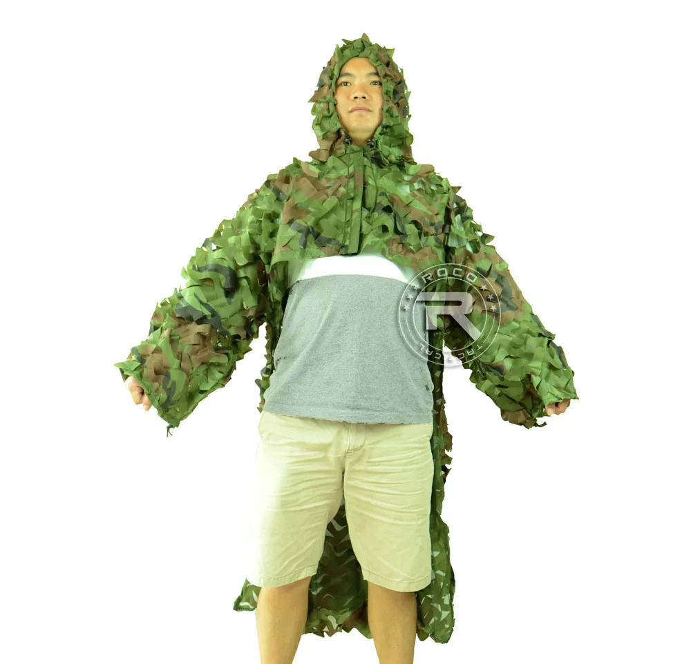 ROCOTACTICAL Тактический снайперский Ghillie костюм камуфляж охота 3D Армии США рейнджер Ghillie пончо для страйкбола Пейнтбол Лесной