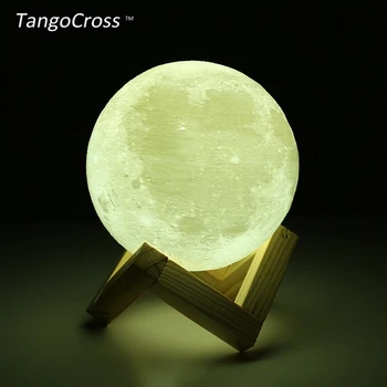 

TangoCross Rechargeable 3D Print Moon Lamp LED Night Light Luminaria Luna 2 Colors Touch Switch 15cm 20cm 3D Moon Lamp