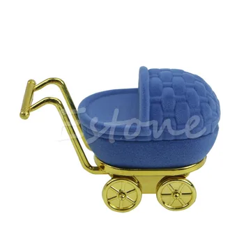 

Trolley Shape Blue Velvet Ring Box Earring Pendant Locket Necklace Jewelry Case