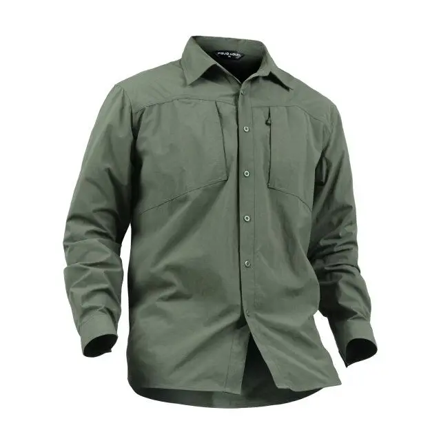 Тактическая Экипировка быстросохнущая рубашка в стиле милитари для мужчин дышащие мягкие эластичные новые тканевые рубашки с длинным рукавом тянется армейская рубашка - Цвет: green