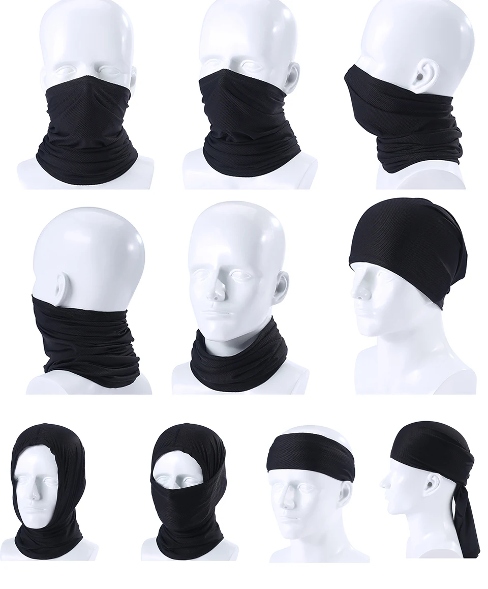 Черный цвет, повязка на шею, бандана, половина лица, маска на шею, крышка на шею, шарф, защита для лица, повязка на голову, платок, велосипедный шлем, для мужчин и женщин