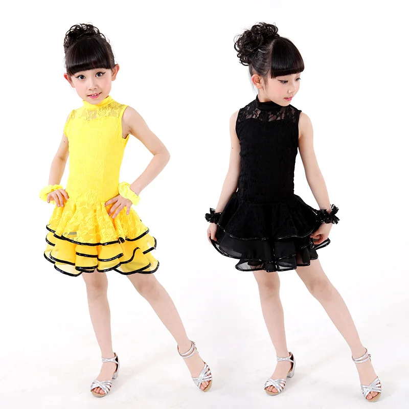

Unequal Lace Girls Latin Dance Dress Children Fancy Dress Kids Ballroom Dance Wear Salsa Tango Rumba Samba Costume