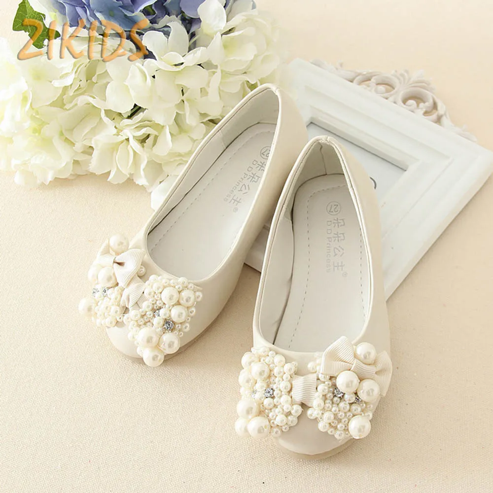 

Beading Bow Decoration Girls Shoes Kids Solid Girl Leather Shoes with Rhinestones Summer Baby Flower Shoes for Party New Fashion
