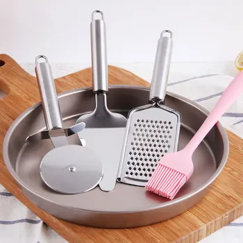 

5PCS/lot 9-inch Pizza Tray Set Oven Home Western Pizza Tray Shovel Baking Tool Set Meal Pizza Cutter Pan Bakery