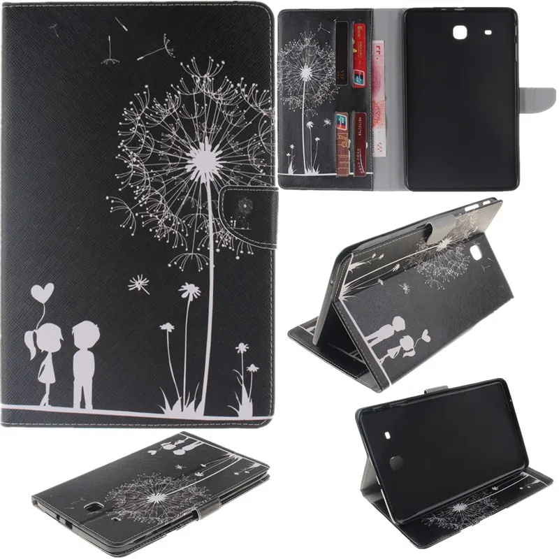 Inside Painted Flower Wallet Case For Samsung Galaxy Tab E 9.6 T560T561SM-T560 PU Leatehr Flip Tablet Cover 9.7 Inch Stand  (59)