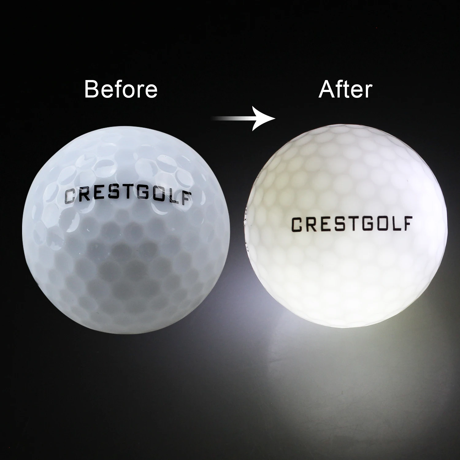 CRESTGOLF 4 Pcs/Pack Led Golf Balls with 4 Lights for Night Training High Hardness Material for Golf Practice Balls