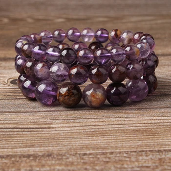 

Lingxiang 6/8/10/12mm Crystal clear purple ghost bracelet is suitable for men and women to wear elastic string beads jewelry